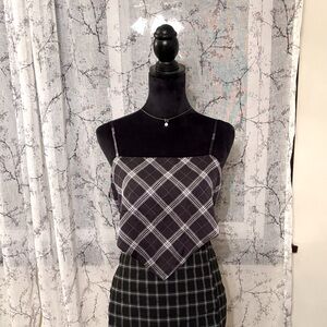 H&M Satin Plaid bandanna Top in size L